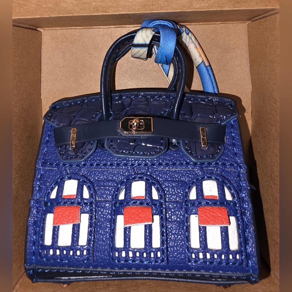 Blue Mini Structured Satchel Bag with Red & White Accents - Picture 1 of 10